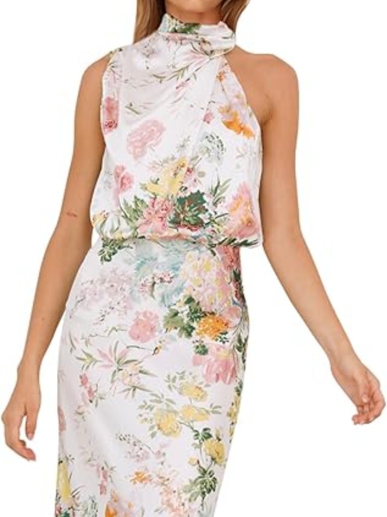 Nwt Prettygarden Floral Sleeveless Maxi Dress - White With Multicolor Floral Med